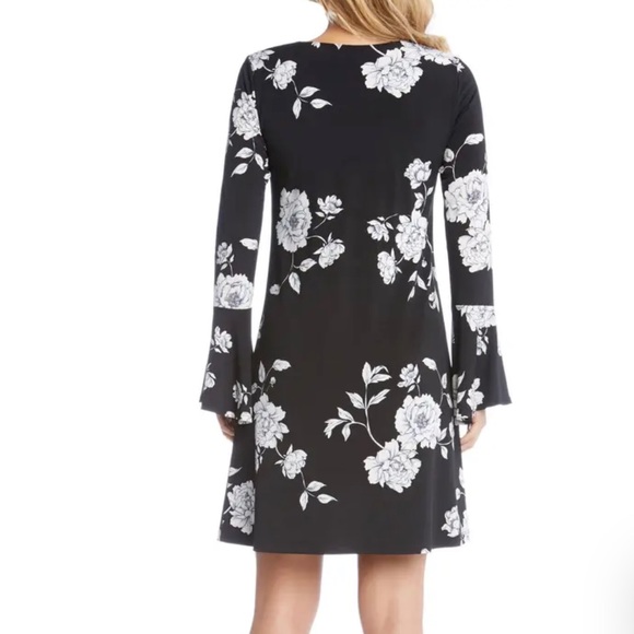 Karen Kane Dress NWOT Taylor Bell Sleeve A-Line Black & White Super Flattering! - Picture 3 of 14